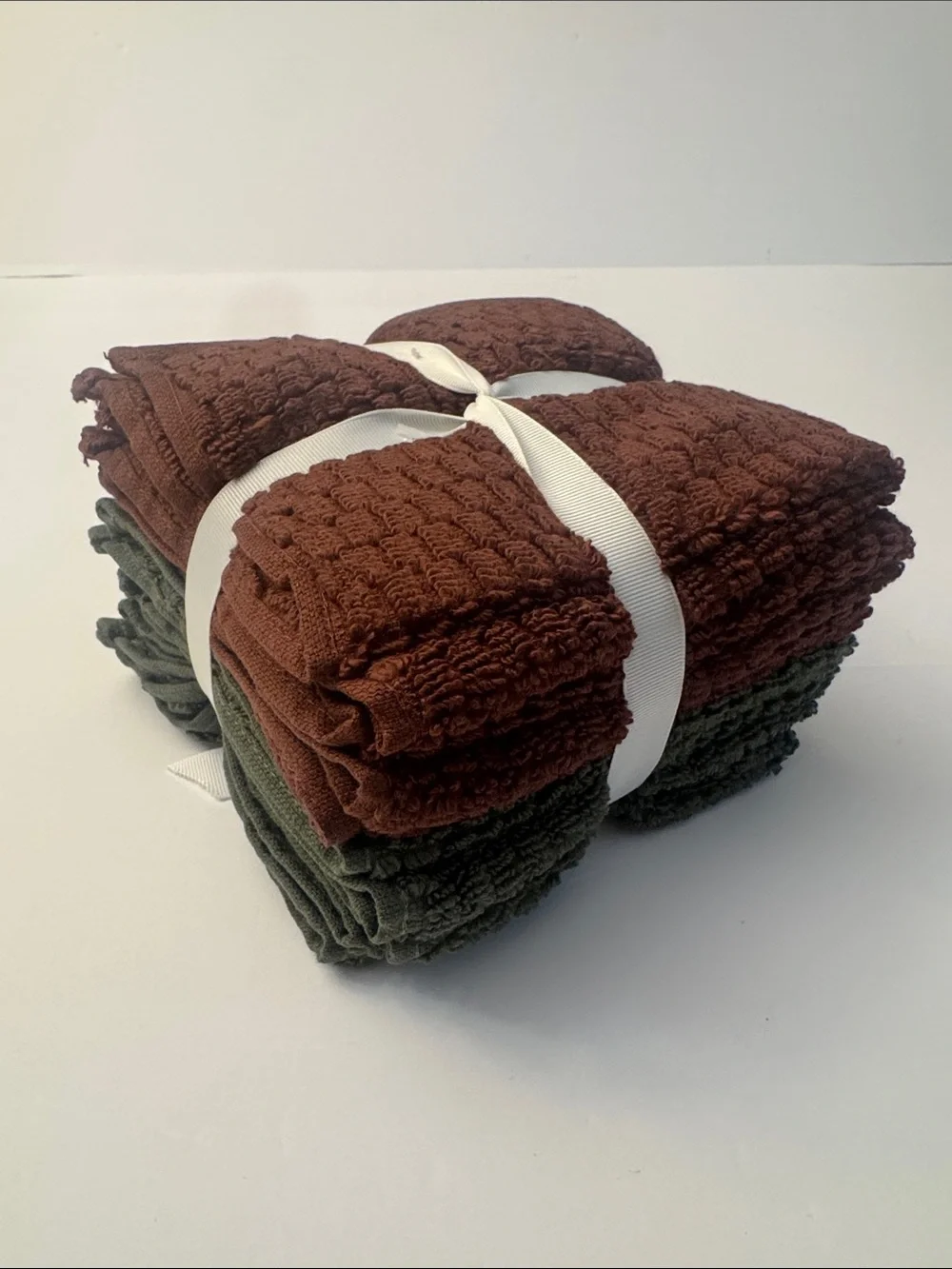 6pc TRULY LOU 100% Cotton Quick Dry Bath Washcloth Towel Set - Green/Wine
